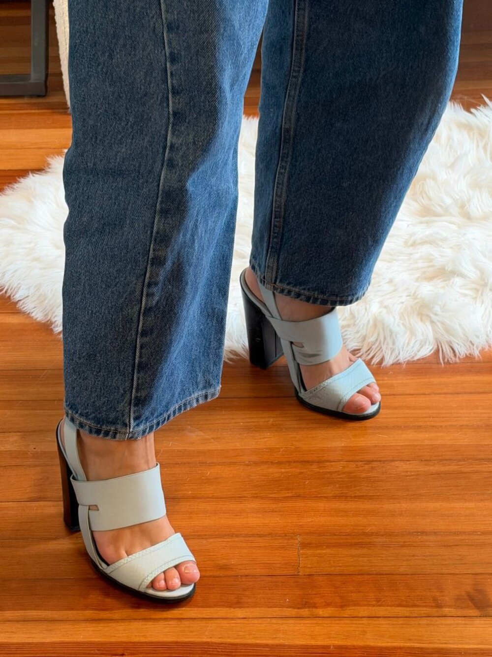 Baby blue Aldo strappy heels